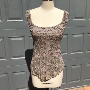 Ann Ferriday Grey Lace corset top